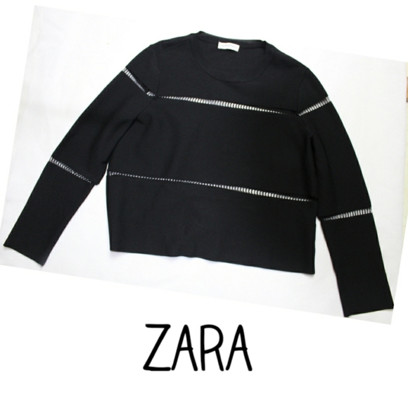 Zara Tops - Zara Woman Black Sheer Trim Design